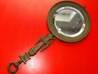 Antique 1800 s Victorian Hand Mirror W  Brass Handle   Frame Vanity