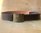 Vintage Size 40 Soviet Union Leather Military Army Belt