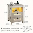Night Stand With Gun Drawer  Bedside Table With Charger Station   Led Human