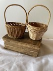Pair Of Vintage French Tiny Petite Wicker Dolls Baskets In Excellent Cond 5 