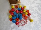 Vtg Playskool 702 Jumbo Wood Beads  New Open Box   28 Beads  2 Strings  Original