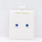 Blue Heart Baby Earrings Solid 14k Gold Screw Protective Backs  4mm 