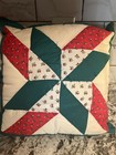 Set Of Quilted Christmas Decorative Accent Square Throw Pillows Red Green