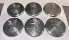 Vintage Mid-century Hammered Aluminum Duck Coasters Set Of 6