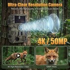 Wildlife Hunting Trail Camera 50mp 4k No Glow Night Vision Motion Waterproof Cam