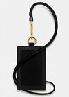 Coach Id Lanyard Leather Card Case Holder  nwt  Black 57311