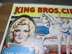 Vtg King Bros Circus Poster  Evy Karoly  Bareback Rider  Fort Jervis  29  X 28 