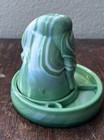Mckee Style Unmarked Green And White Slag Bottoms Up Shot Glass With Coaster