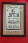 Led Zeppelin 1980 Unused Chicago Stadium Concert Ticket Coa 16 x 20  Frame Zoso