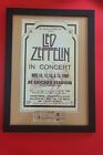 Led Zeppelin 1980 Unused Chicago Stadium Concert Ticket Litho Coa 16 x 20  Frame