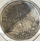 France 1837 A Silver Five 5 Francs Very Fine Vf Condition Coin Louis Philippe I