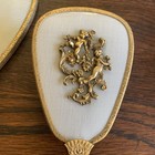 Vtg Hollywood Regency Baroque 24k Gold Plated Cherubs Ormolu 3 Piece Vanity Set