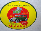 Vintage Mobil For Ford Owners 11 3 4  Porcelain Metal Gasoline Oil Mobiloil Sign