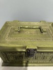 Vintage Max Klein Green Plastic Faux Wood Sewing Box Chest