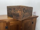 Rare Vintage Snow Boy Laundry Washing Soap Wood Crate Sign  Antique