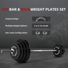 Cast Iron 100 Lb Barbell Weight Set With 5ft Bar     Standard Plates For Home Gym