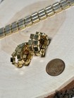 Vintage Gold Tone Metal 7in Bracelet   Matching Earrings Jewelry Set