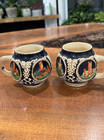Vintage German Beer Steins Cobalt Relief Castle Scene Mug Germany  208 Marked