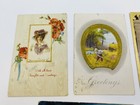 Lot  6 Vtg Antique Postcard Happy Birthday Gold Rppc Old Garden Gate Valentines