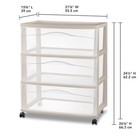 Sterilite Wide 3 Drawer Storage Cart  Plastic Rolling Organization Cart  Grey