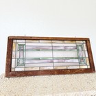 Antique  Stained Leaded Glass Transom Window 44x19 Architectural Salvage 
