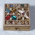 Jewelled Rhinestone Divided Pill Box Vintage