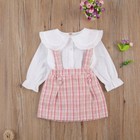 Toddler Kids Baby Girls Clothes Sets T-shirt Tops Plaid Print Outfits 2pcs Set