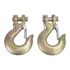 2x G70 5 16  Clevis Slip Hooks W latch Tow Chain Tie Down Flatbed Truck Trailer