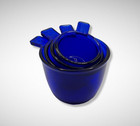 Cobalt Blue Depression Style Glass Measuring Cup Set  4pc  Kitchen  Vtg Style