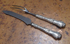 Antique Sterling Silver Handle Carving Set Fork Knife English Hallmarks Ab