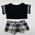 Build A Bear Wolf Shirt Black Silver Gray Top Plaid Shorts Teddy Clothes Outfit