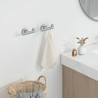 Towel Hook Brushed Nickel 2 Pcs  Sus304 Stainless Steel Double Robe Hook  Bathro