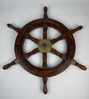 Vintage Handmade 19 Inch Wooden Ship Wheel Nautical Boat Ship Wall Decor