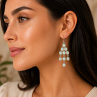 White Fire Opal Chandelier Dangle Earrings 925 Sterling Silver Bridal Gift