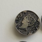 4 Antique Victorian Coin Buttons Classical Greek Lady Portrait Matching Set