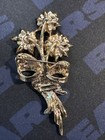 Avon 2013 Poinsettia Brooch Christmas Red Flower Rhinestone Pin 3 5  Annual