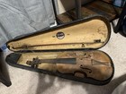 Rare 1916 Black Diamond Antique Violin With Wooden Coffin Case Needs Work