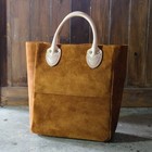 Y 2 Leather Bg-22 Steer Roughout   Kakishibu Horse Tote Bag