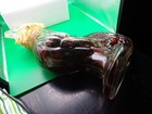 Vintage Clear Glass Rooster Vinegar Bottle Infused Red Peppers Sealed 13  