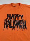 Vtg Fashion Gear Happy Halloween Shirt Single Stitch Raised Glitter Print Usa L
