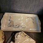 1930 s Celluloid Bakelite 9 Pc Vanity Dresser Set Pearl Amber Art Nouveau Design