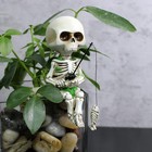 Fishing Skeleton Statue - Mini Skull Figurines Halloween Shelf Sitter Statue  Re