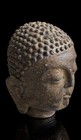 Hand Carved Stone Buddha Head Sculpture Vintage Southeast Asian Thai Burmese   