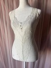 Vintage 70s Gold Label Victorias Secret White Lace Lingerie Thong Bodysuit Small