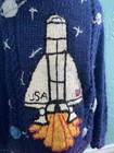 Hand Knit Thick Custom Apollo Space Ship Knit Sweater Planets Nasa Rocket Usa