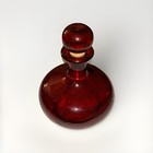 Euc Vintage Ruby Red Glass Decanter W Corked Ball Stopper Round Genie Bottle Mcm