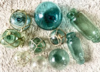 Japanese Hand-blown Glass Fishing Floats - Set 7  Rare Marks   Various