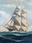 Antique T Bailey Original Oil Painting Clipper Ship Maritime Tall Sailing 16x20