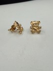 Solid 14k Yellow Gold Teddy Bear Baby Stud Earrings   Toddler Earrings
