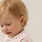 Sweet Heart Encrusted Clear Toddler Girls Earrings Safety Screw Back - 14k Gold